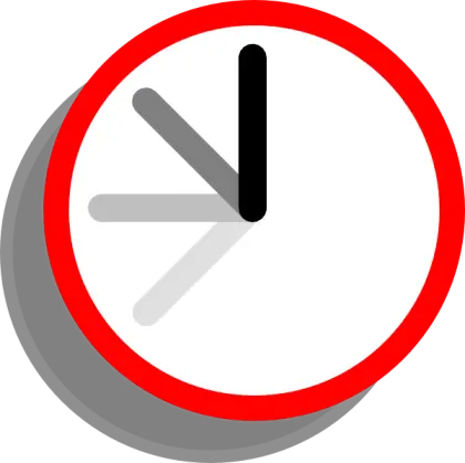 Clock with Red Frame and Shadowed Hands
