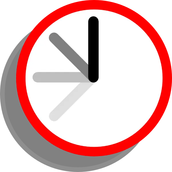 Clock with Red Frame and Shadowed Hands