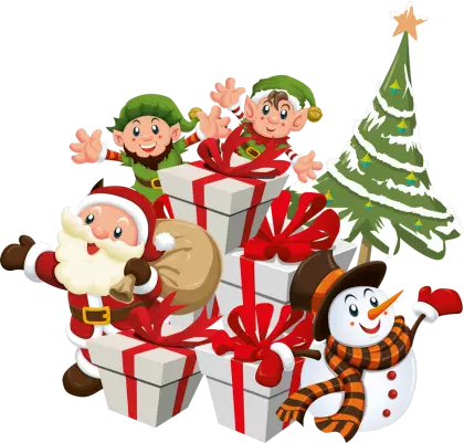 Christmas Characters with Santa and Elves