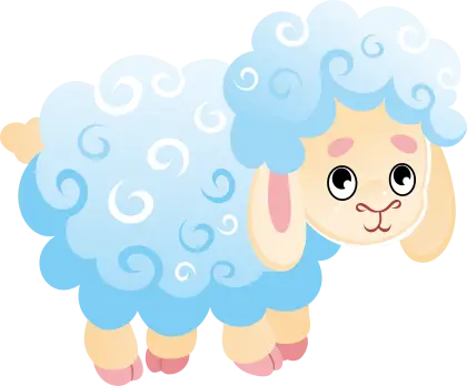 Adorable Blue Cartoon Sheep