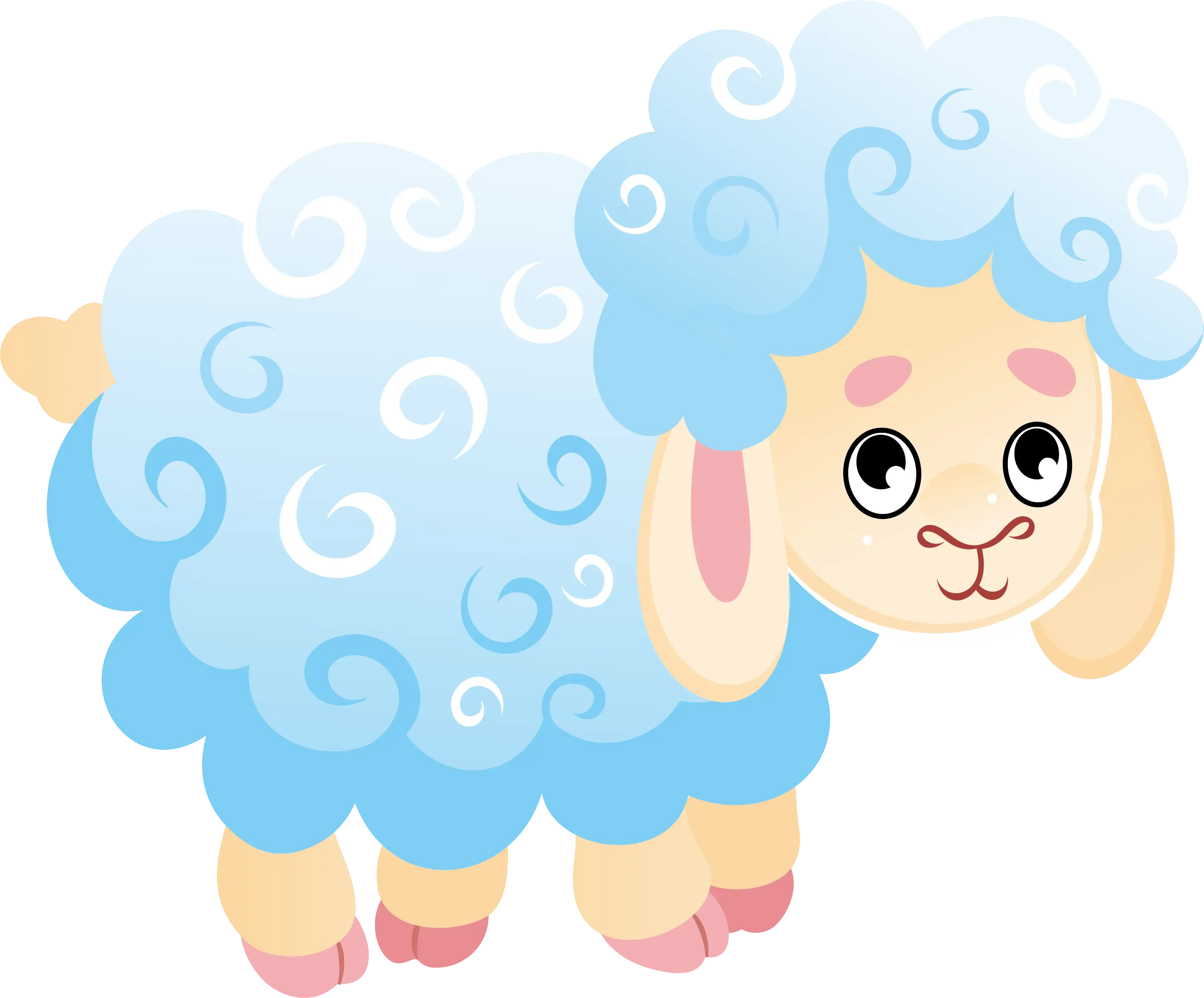 Adorable Blue Cartoon Sheep