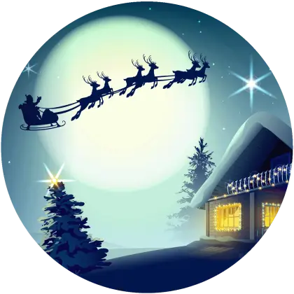 Santa&#039;s Sleigh Flying Over a Moonlit Night