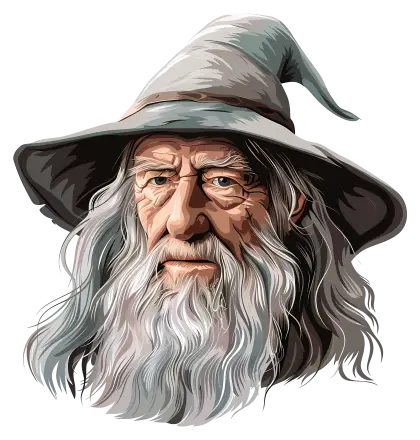 Bearded Man in Wizard&#039;s Hat Illustration