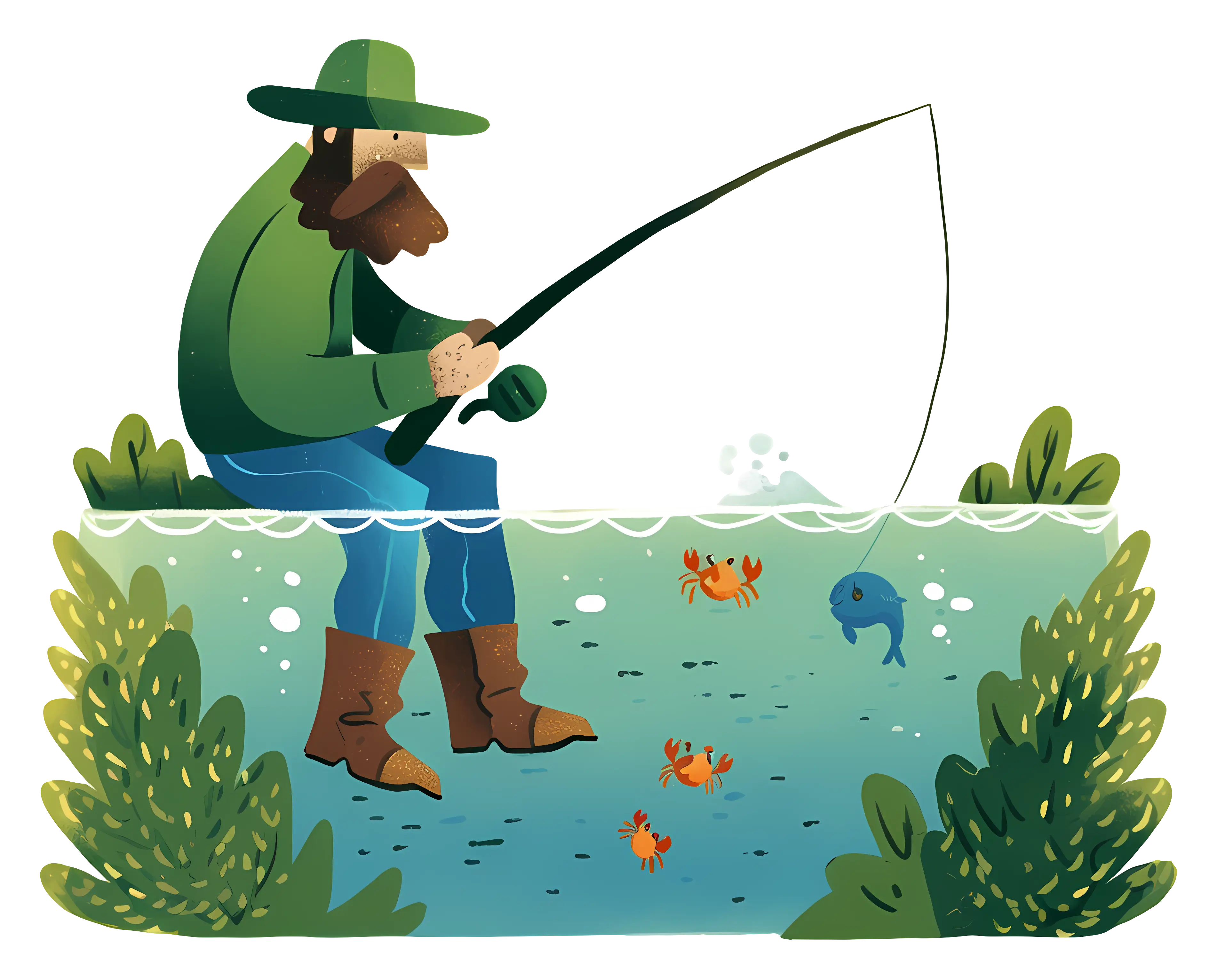 Fisherman Enjoying a Day by the Water