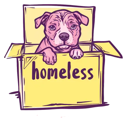 Homeless Dog in Box Illustration