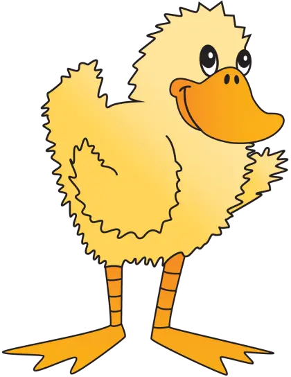 Yellow Cartoon Duck with Playful Expression