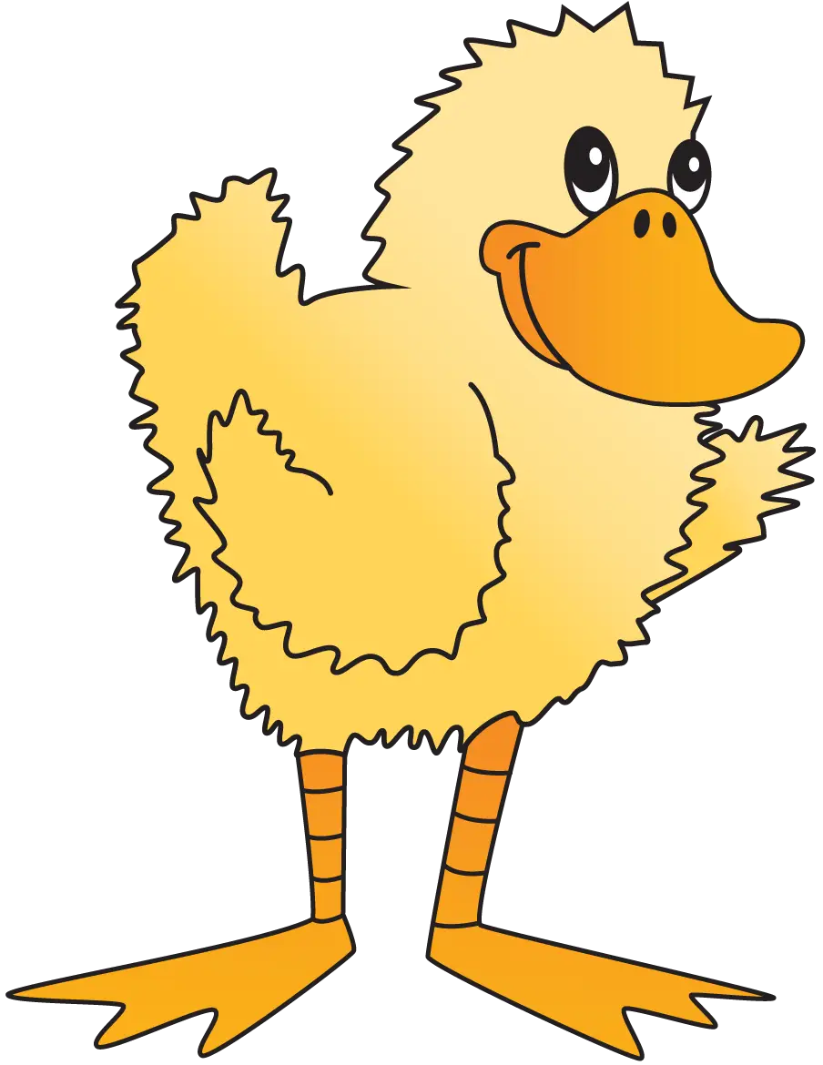 Yellow Cartoon Duck with Playful Expression