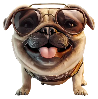 Stylish Pug Wearing Sunglasses Illustration