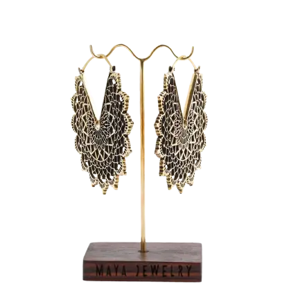 Elegant Gold Earrings on Display Stand