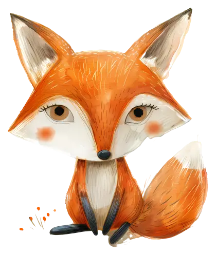 Cute Cartoon Fox with Big Eyes