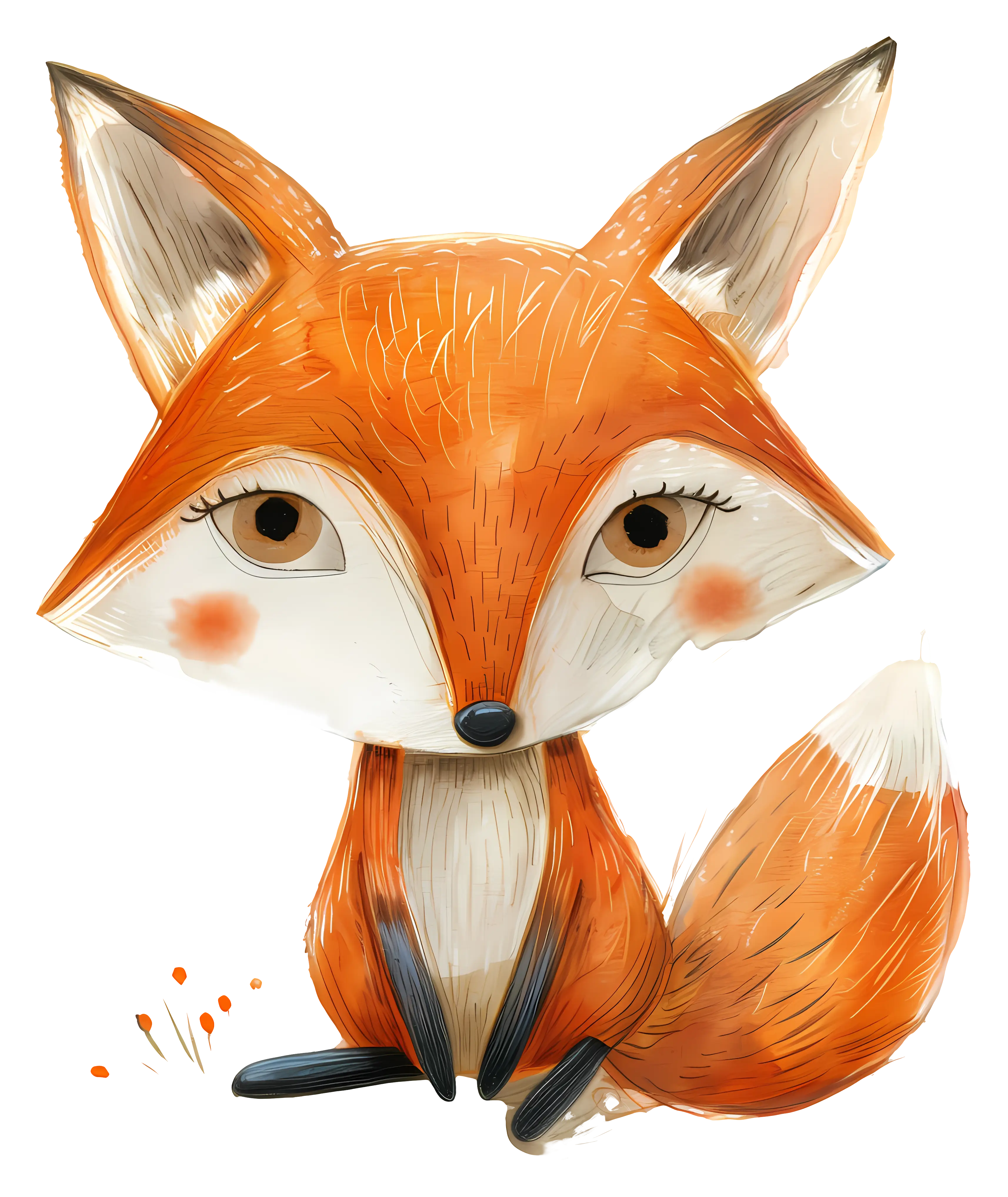 Cute Cartoon Fox with Big Eyes