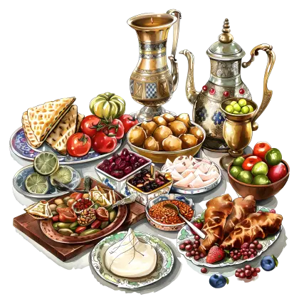 Delicious Breakfast Spread with Tea Pot