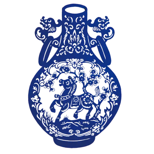 Intricately Designed Blue Patterned Vase with Decorative Art
