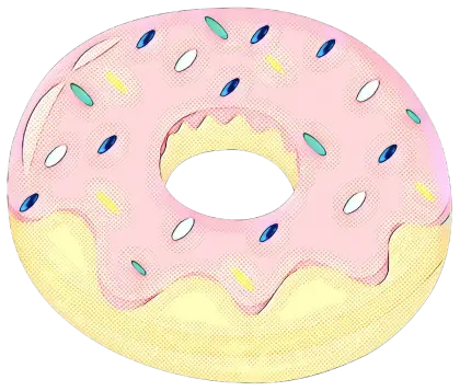 Cartoon Donut with Pink Frosting and Sprinkles