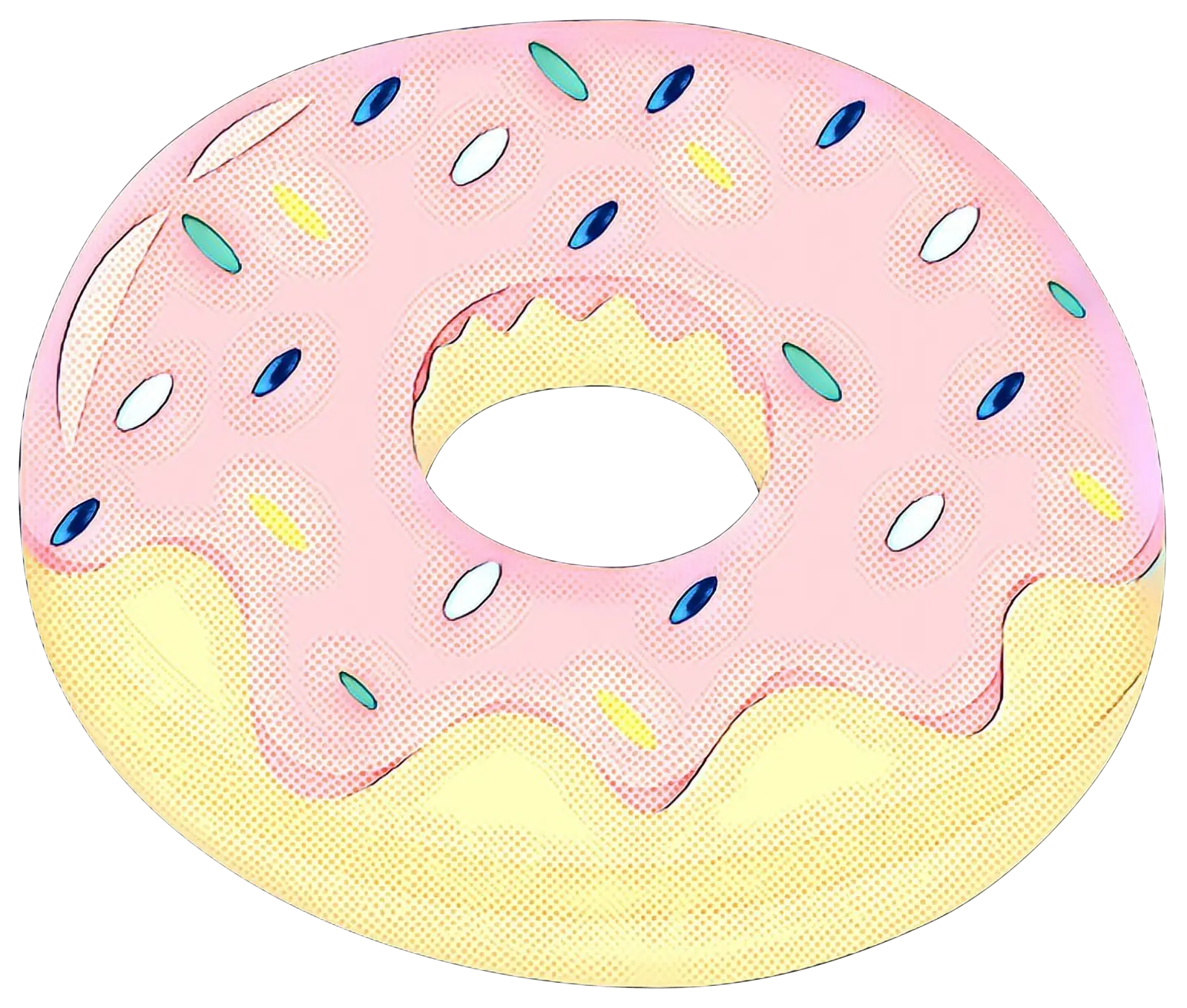 Cartoon Donut with Pink Frosting and Sprinkles