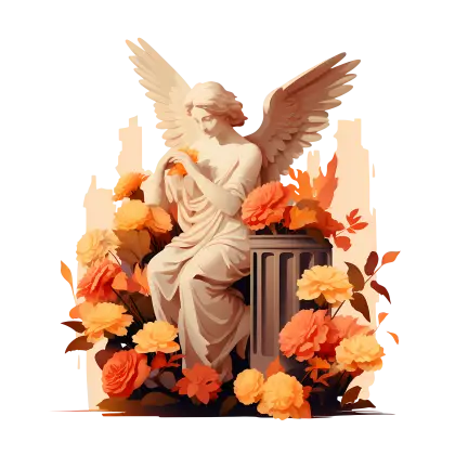 Angel Statue with Flowers