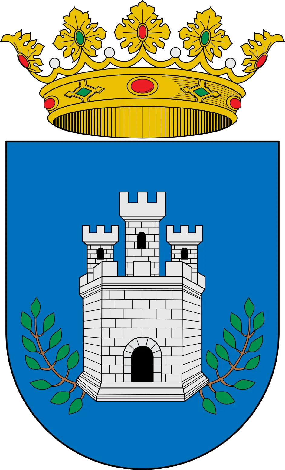 Blue Coat of Arms Featuring Castle Symbol