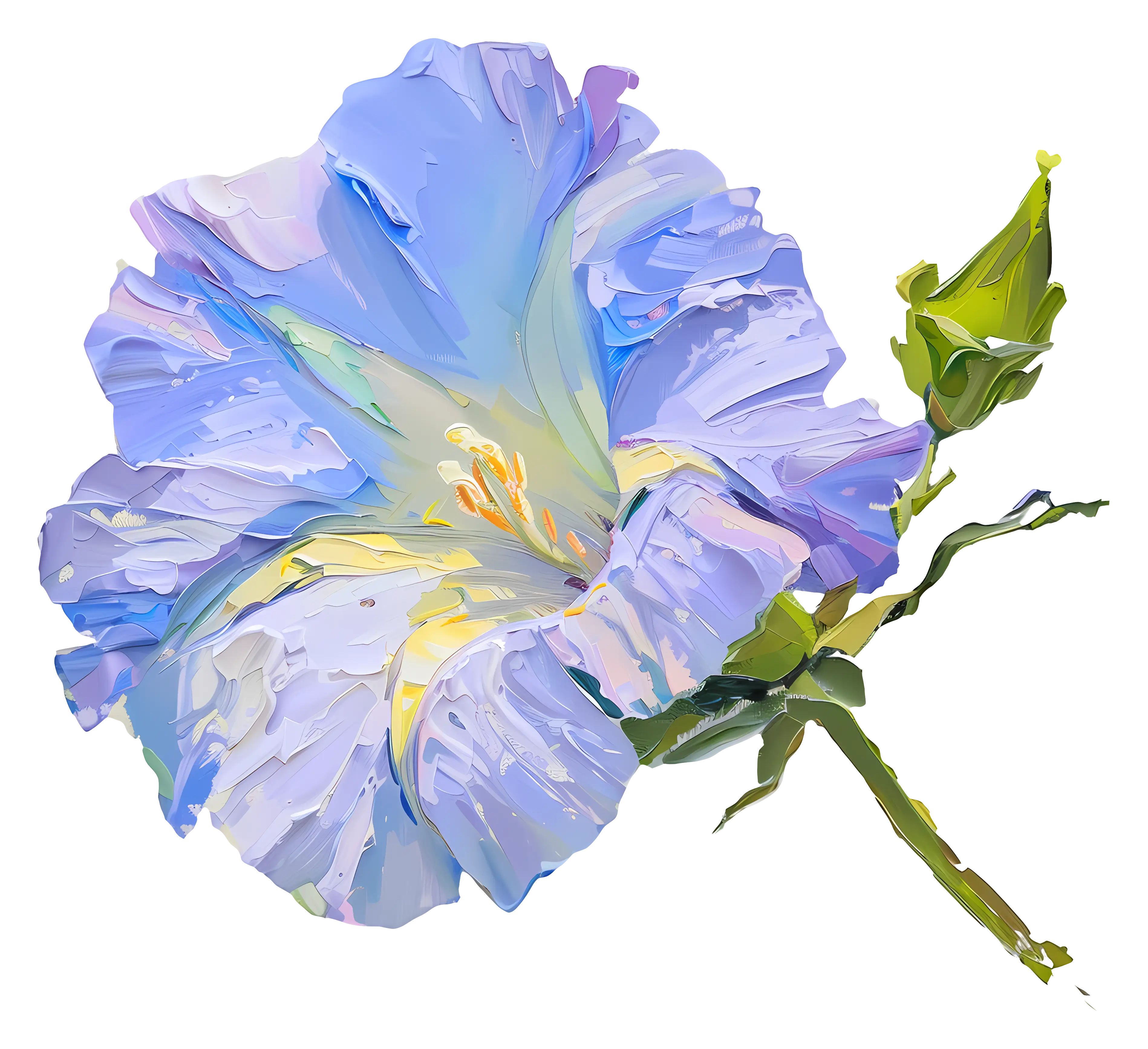 Illustrative Blue Flower Painting with Petals