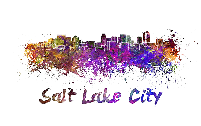 Colorful Salt Lake City Skyline Art