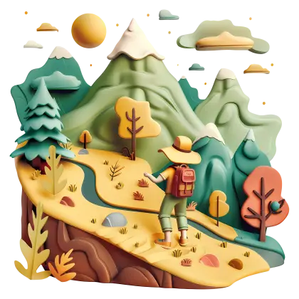Hiker in Scenic Mountain Landscape