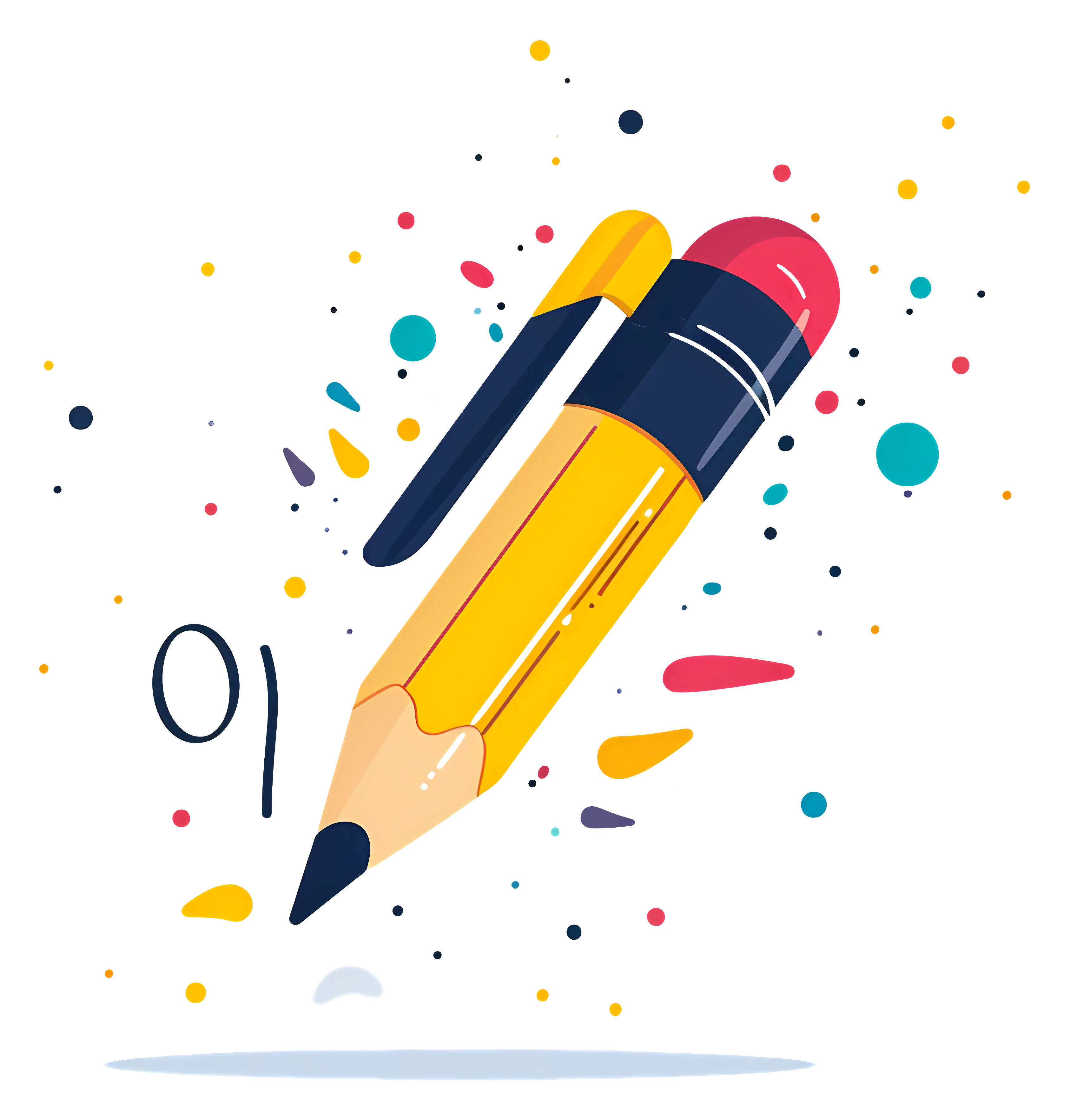 Colorful Pencil and Pen with Splashes