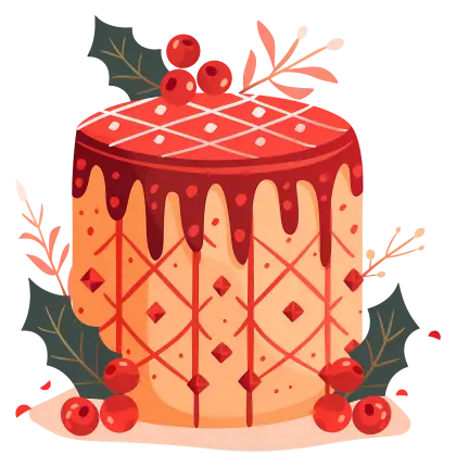 Holiday Cake with Holly and Berries
