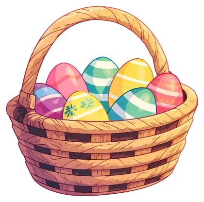 Colorful Easter Eggs in a Basket