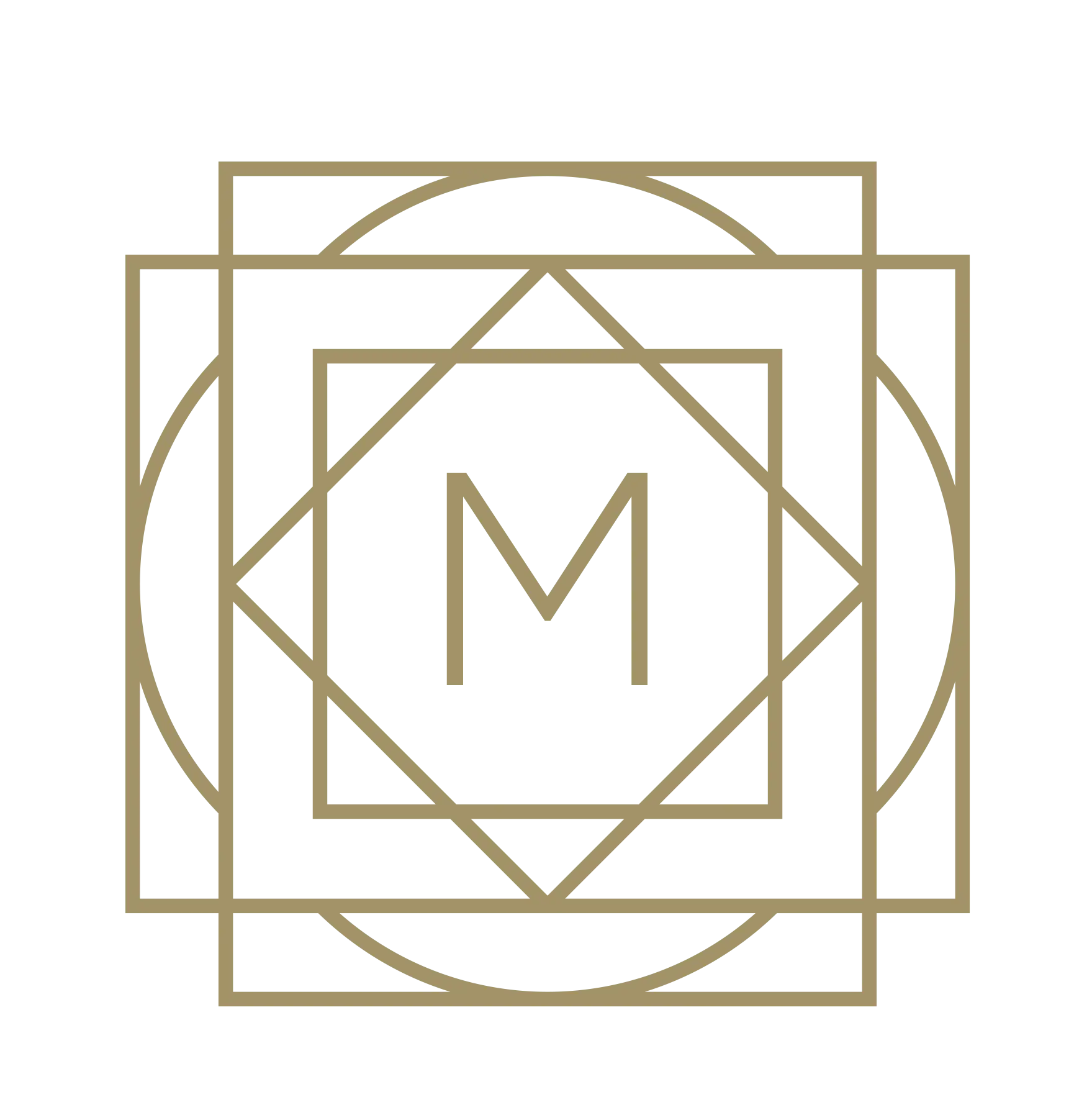 Gold Geometric Design with Letter M