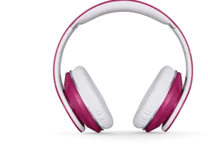 Pink and White Headphones for Audio Listening