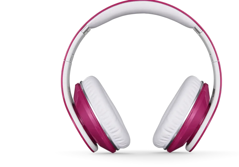Pink and White Headphones for Audio Listening