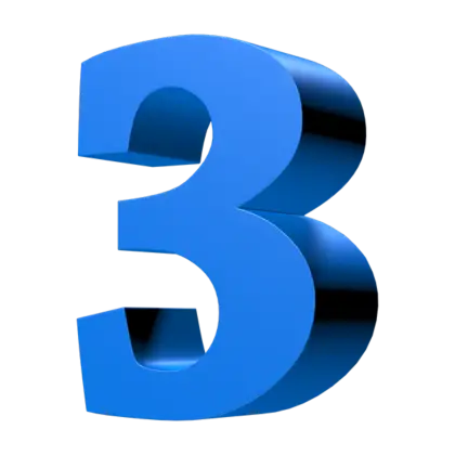 Blue Number Three in 3D Design