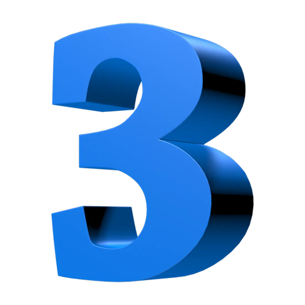 Blue Number Three in 3D Design