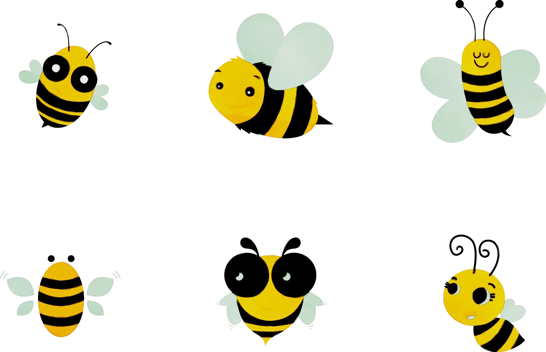 Cartoon Bees with Adorable Designs