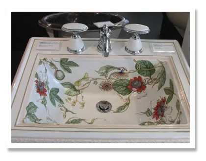 Decorative Ceramic Sink with Floral Design