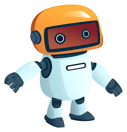 Cute Cartoon Robot with Orange Helmet