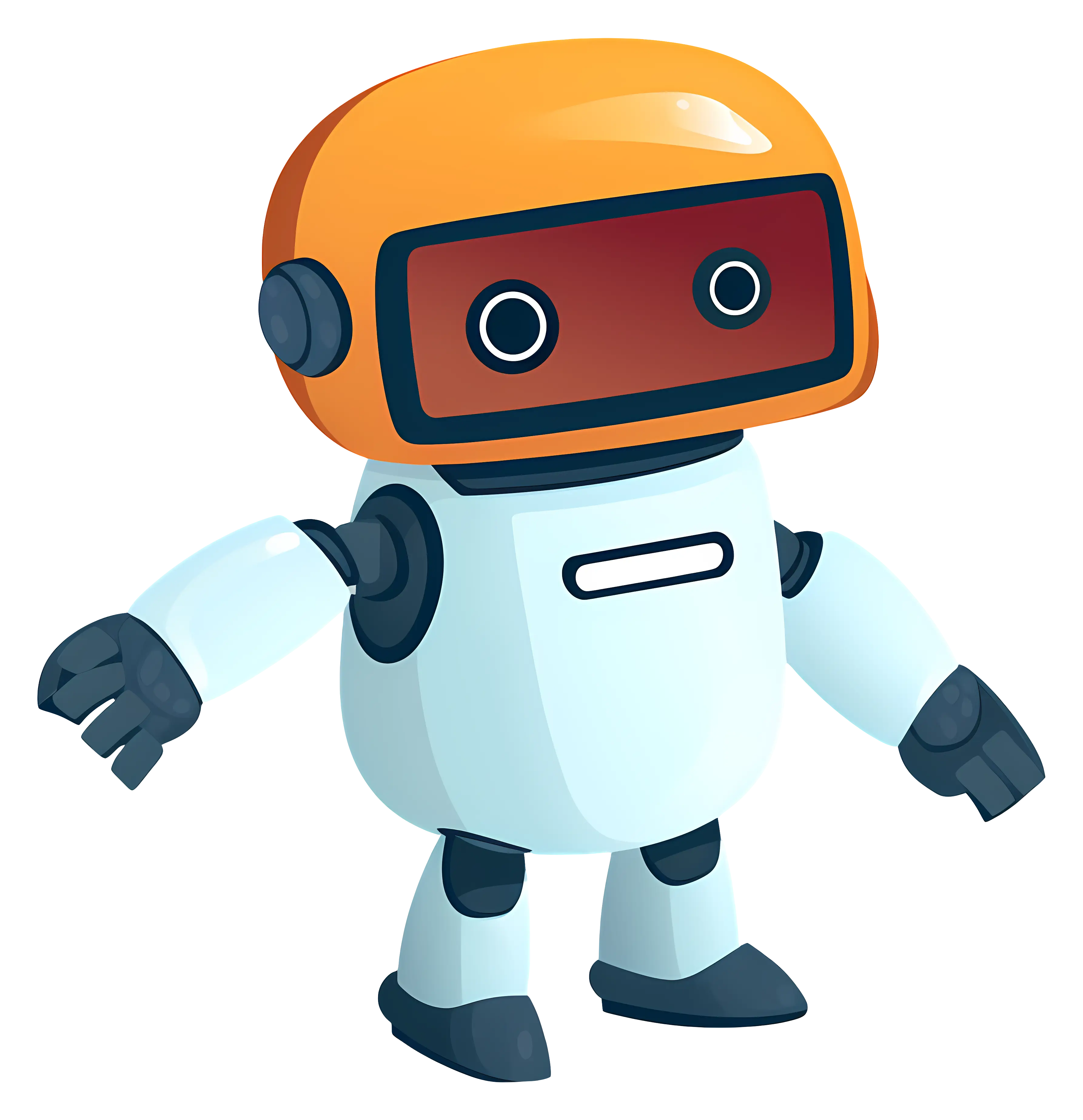 Cute Cartoon Robot with Orange Helmet