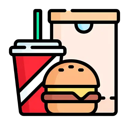Fast Food Combo with Burger, Soda, and Takeout Box