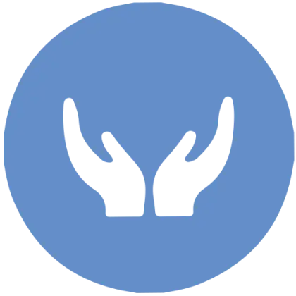 Symbolic Hands in Blue Circle