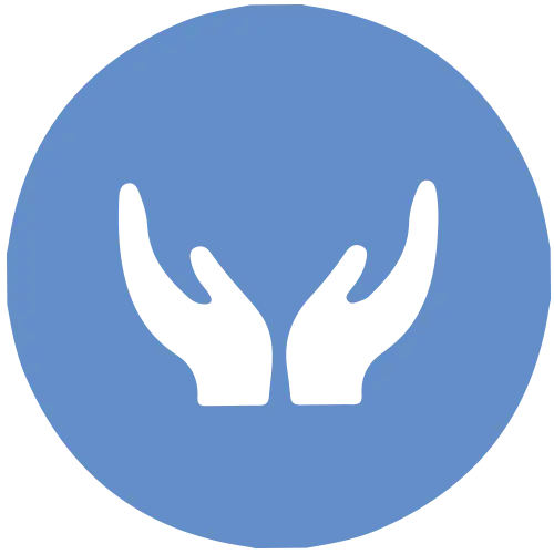 Symbolic Hands in Blue Circle