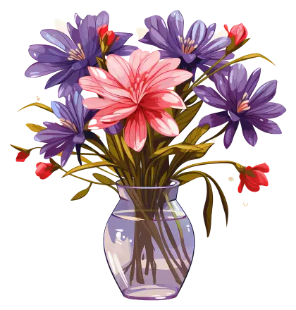 Vibrant Bouquet in Glass Vase for Home Decor