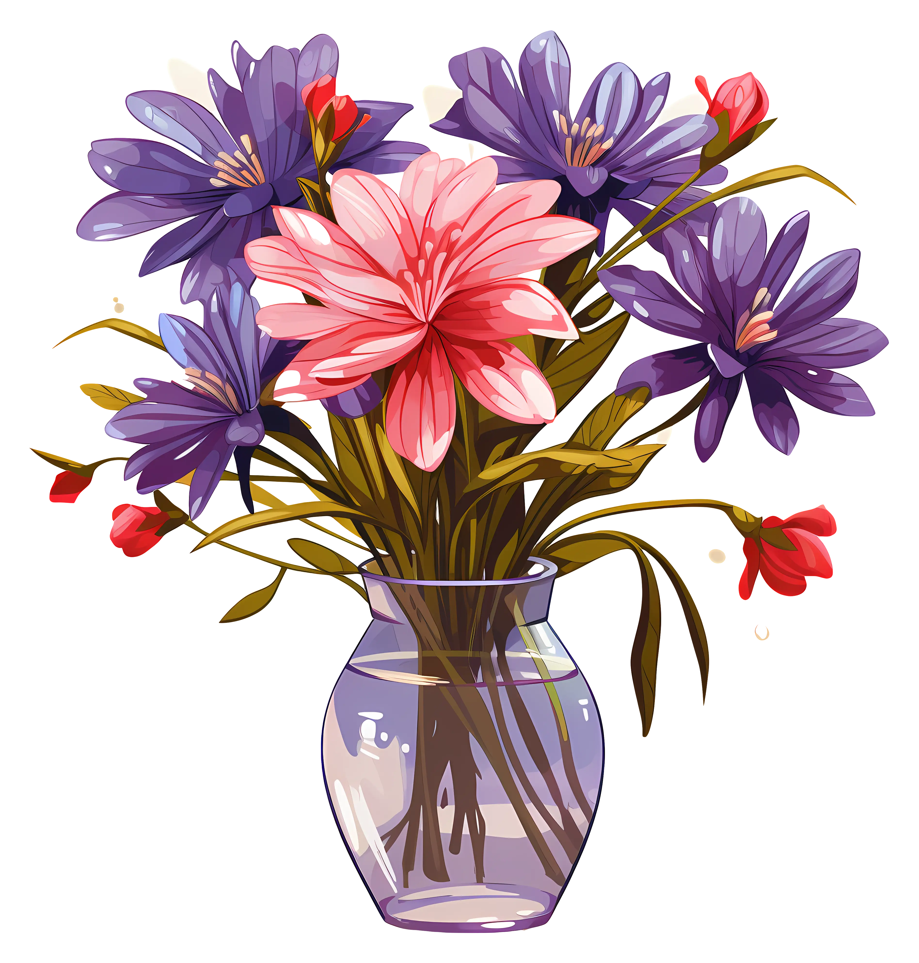 Vibrant Bouquet in Glass Vase for Home Decor
