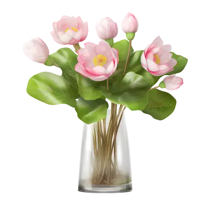 Elegant Lotus Flowers in Glass Vase