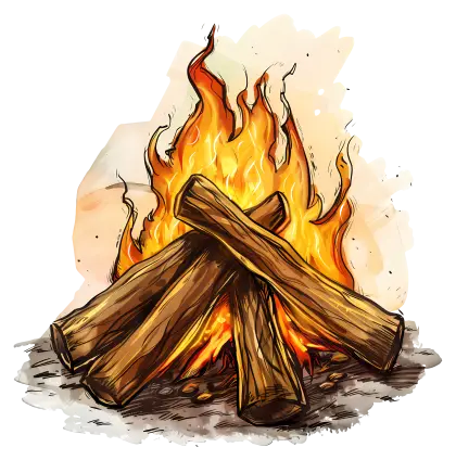 Burning Campfire Illustration with Logs