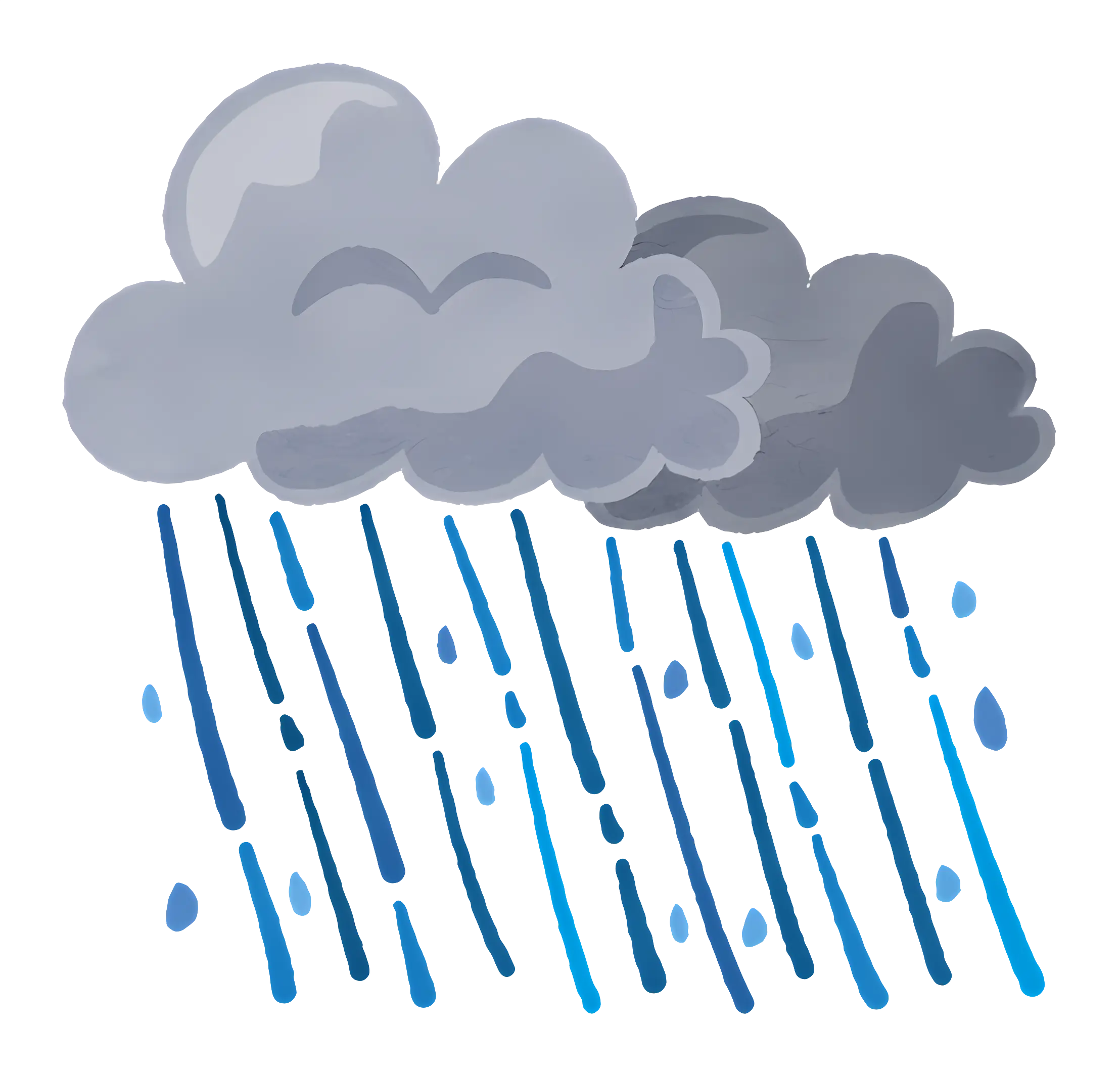 Rainstorm with Gray Clouds and Falling Raindrops