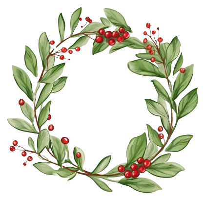 Festive Green Wreath with Red Berries