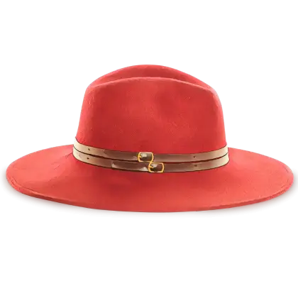 Elegant Red Hat with Gold Detailing