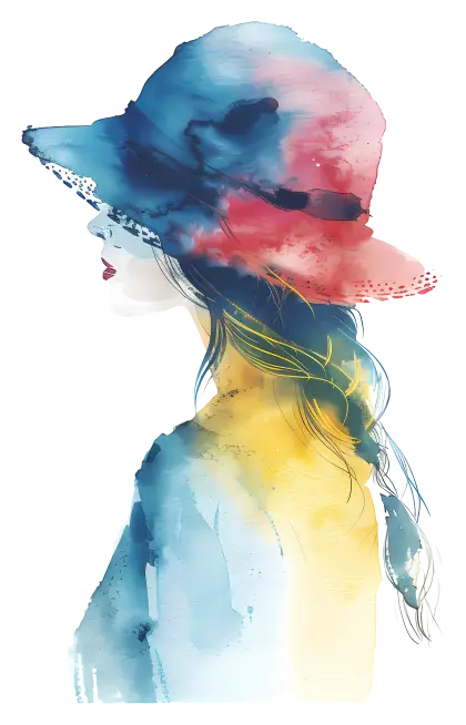 Watercolor Woman in Hat