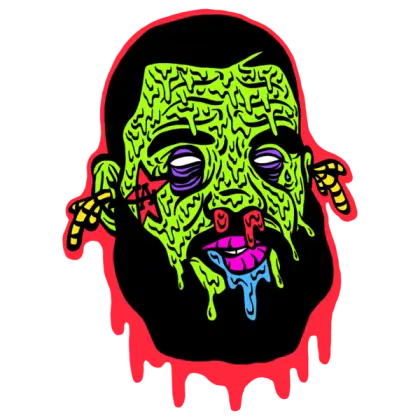 Colorful Zombie Face Illustration with Vivid Details