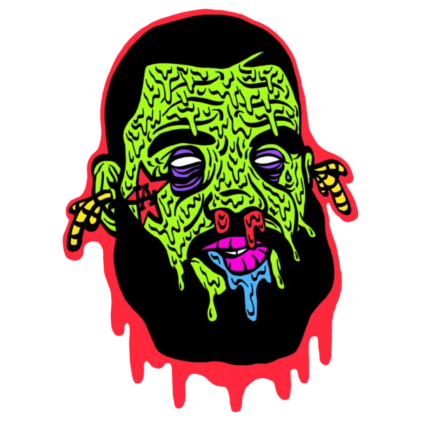 Colorful Zombie Face Illustration with Vivid Details