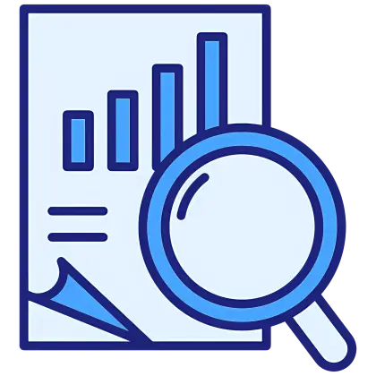 Data Analysis Document with Magnifying Glass